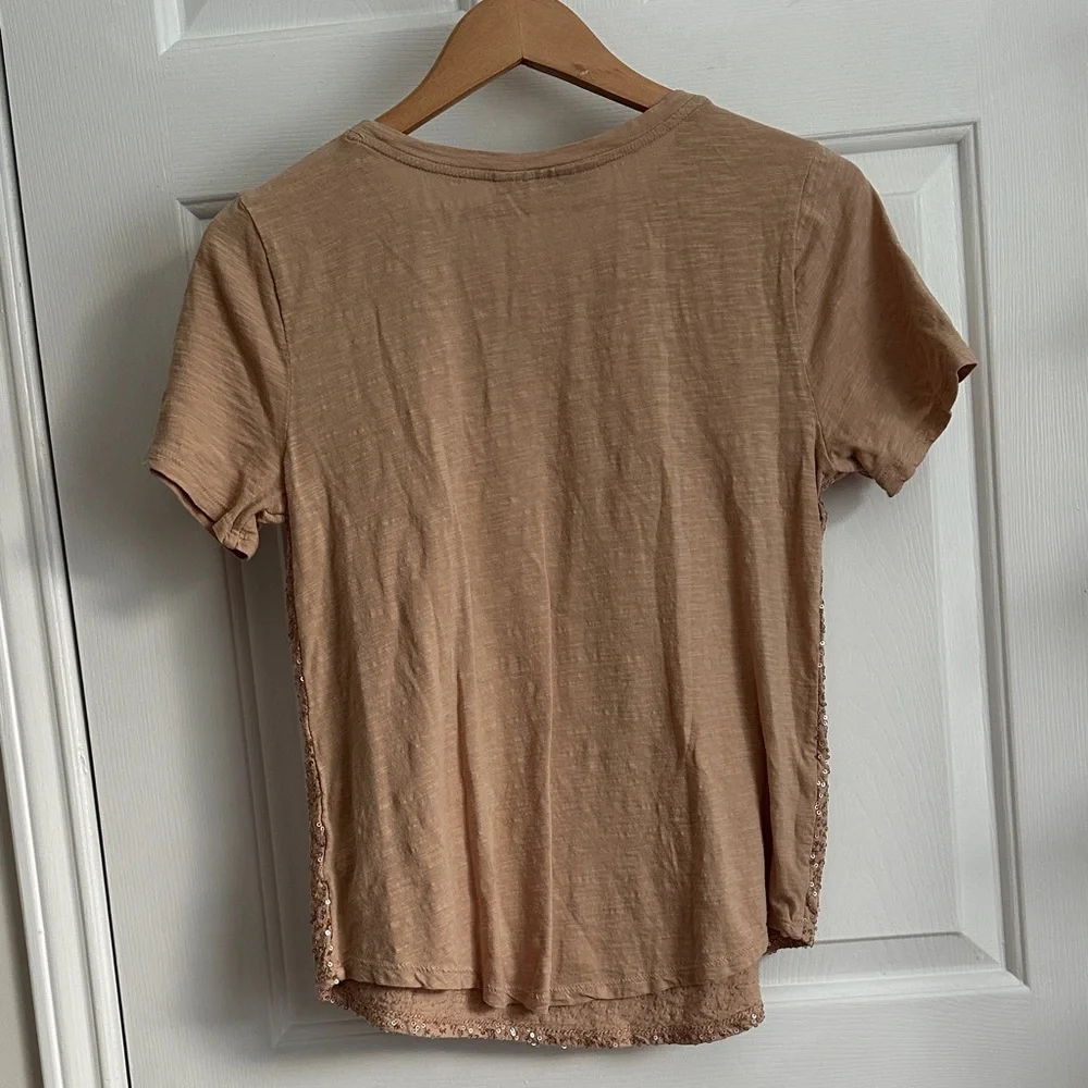 LOFT Beige Sequin Embellished Blouse - Picture 7 of 7